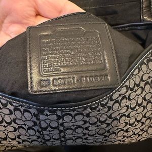 Coach black jacquard leather hobo bag